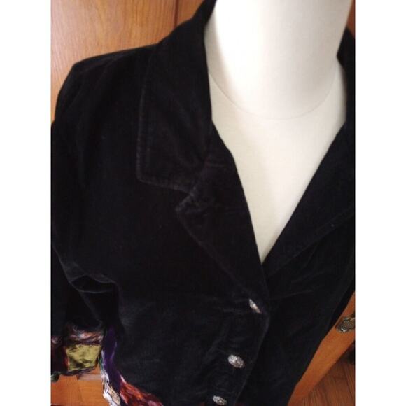 Coldwater Creek velvet Jacket Black Colorful Patchwork Boho Shacket Sz M - Picture 2 of 7